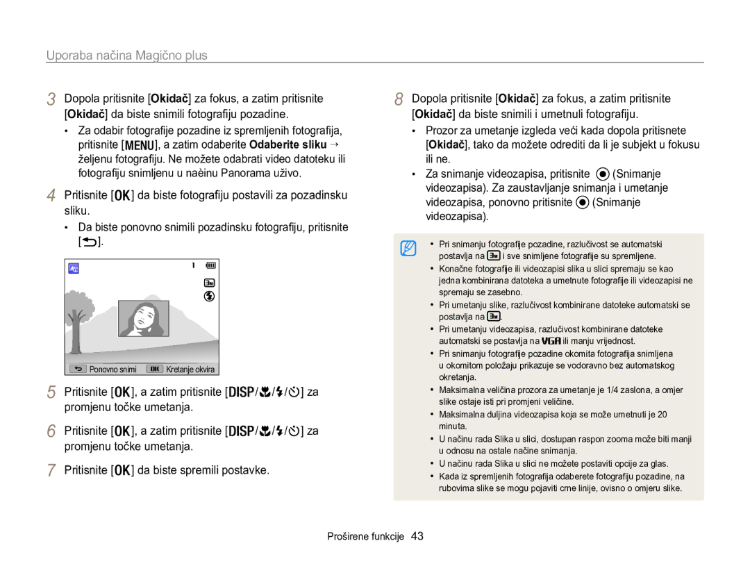 Samsung EC-WB100ZBABE3, EC-WB100ZBARE3 manual  / Promjenu točke umetanja Pritisnite,  , a zatim pritisnite 